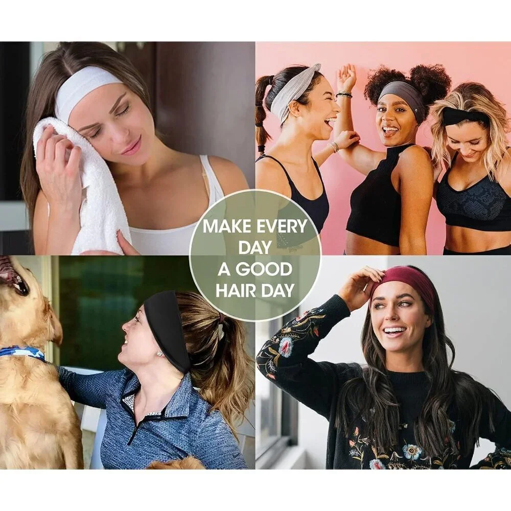 Headbands for Women Short Hair Non-Slip Workout Yoga Head Wraps 12 Pack